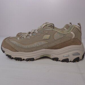 Skechers D'Lites Air-Cooled Memory Foam Leather Beige Sneakers Women's Size 10‎